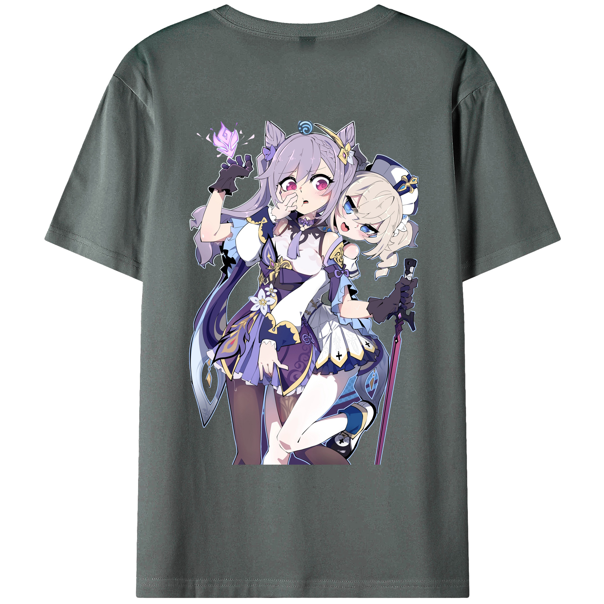 げんし神 刻晴 こくせい genshin Kokusei 綿100％ メンズ半袖Tシャツ（バックプリント） 通気性